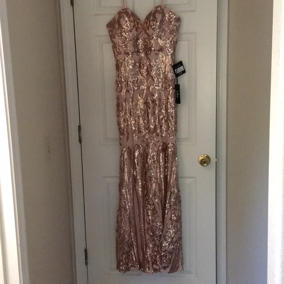 bariano Dresses & Skirts - rose gold sequin strapless maxi